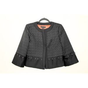 Vntg Retro 60's Cropped Jacket Womens Sz 8 Black Dressy Whimsigoth Statement